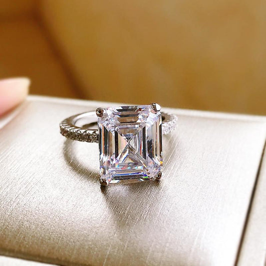 925 Sterling Silver Emerald Cut CZ Ring