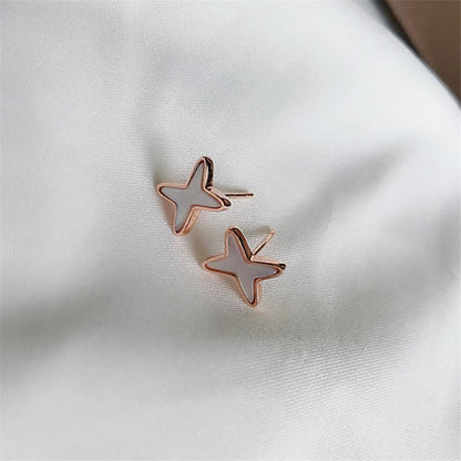 925 Sterling Silver Round Cut Cubic Zirconia Lucky Star Stud Earrings