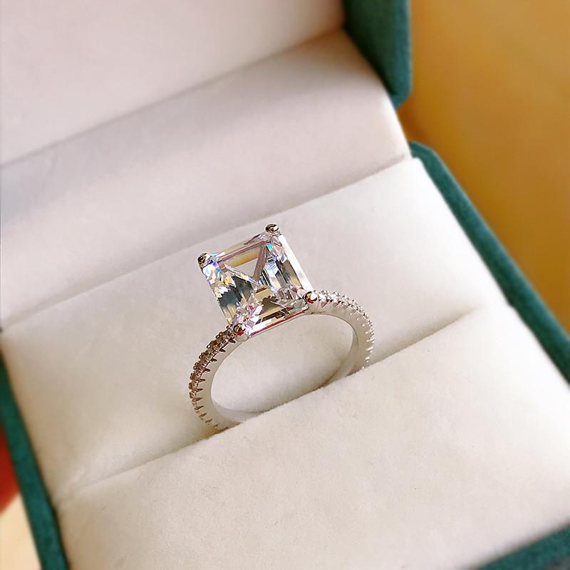 925 Sterling Silver Emerald Cut CZ Ring