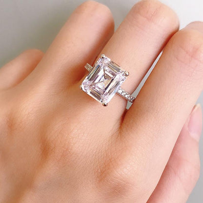 925 Sterling Silver Emerald Cut CZ Ring