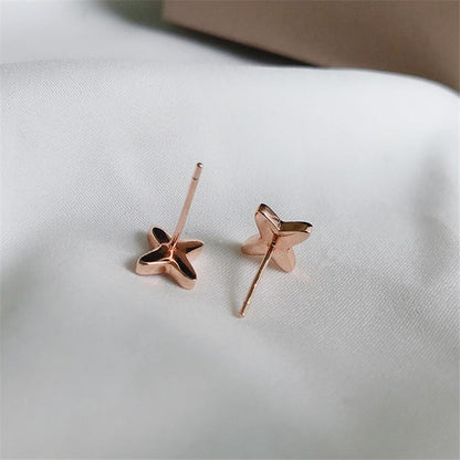 925 Sterling Silver Round Cut Cubic Zirconia Lucky Star Stud Earrings