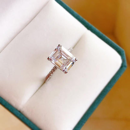 925 Sterling Silver Emerald Cut CZ Ring