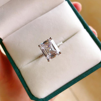 925 Sterling Silver Emerald Cut CZ Ring