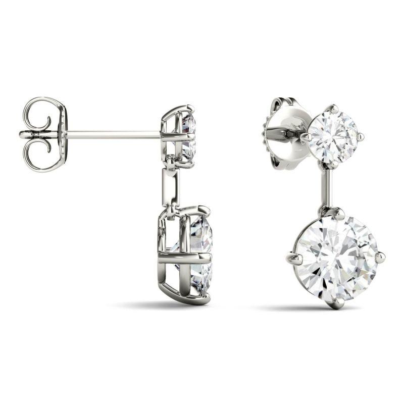 925 Sterling Sliver Round Cubic Zirconia Drop Earrings