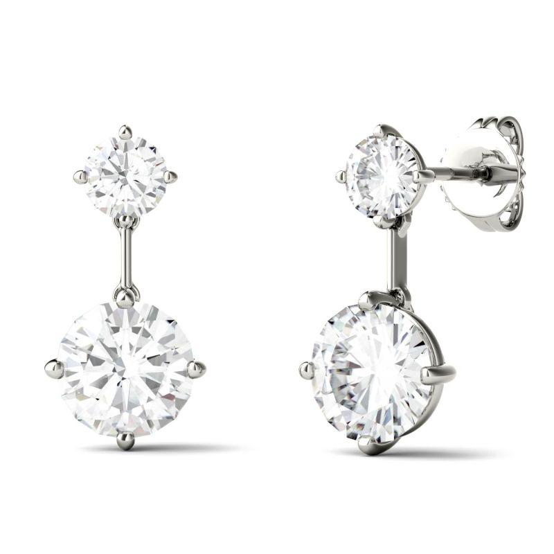 925 Sterling Sliver Round Cubic Zirconia Drop Earrings