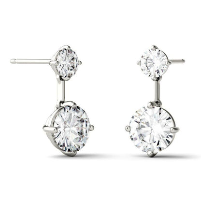 925 Sterling Sliver Round Cubic Zirconia Drop Earrings