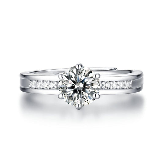 925 Sterling Silver Classic Round Brilliant Cut CZ Semi Pave Ring