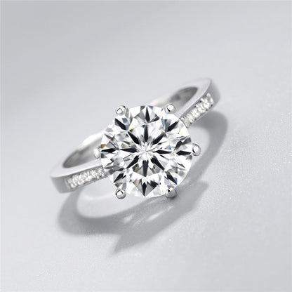 925 Sterling Silver Six Prong Round CZ Ring