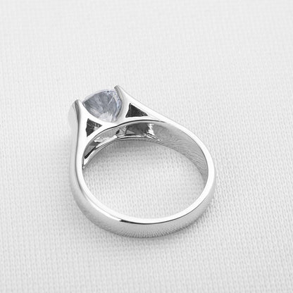 925 Sterling Silver Classic Round Created White CZ Ring