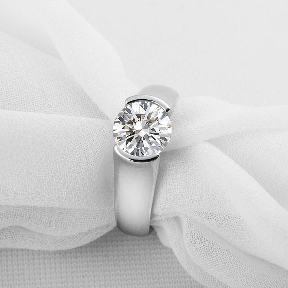 925 Sterling Silver Classic Round Created White CZ Ring