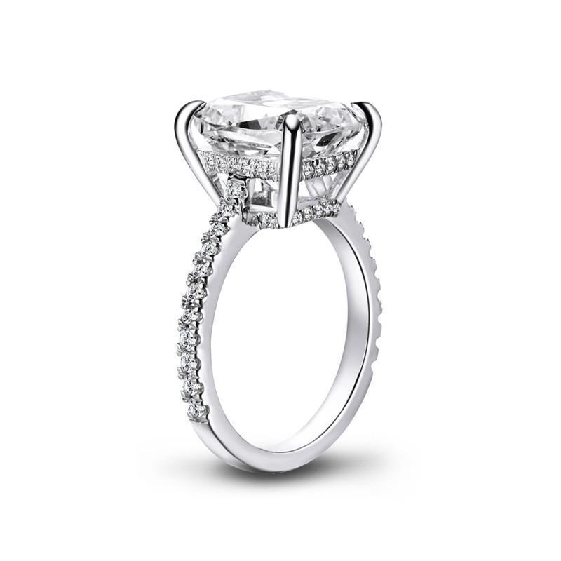 925 Sterling Silver Cushion Cut Solitaire Created CZ Engagement Ring