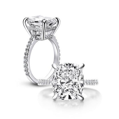 925 Sterling Silver Cushion Cut Solitaire Created CZ Engagement Ring