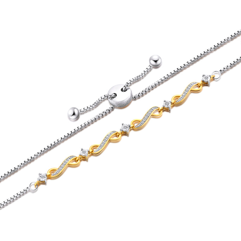 925 Sterling Silver Bracelet Adjustable Natural Diamond Bracelet