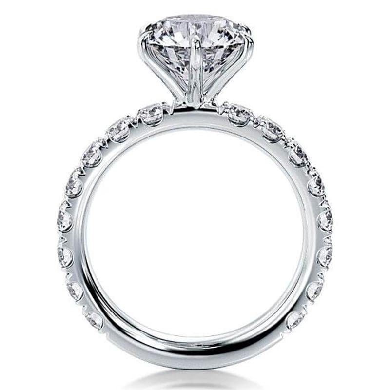 925 Sterling Silver Six Prong Round CZ Ring