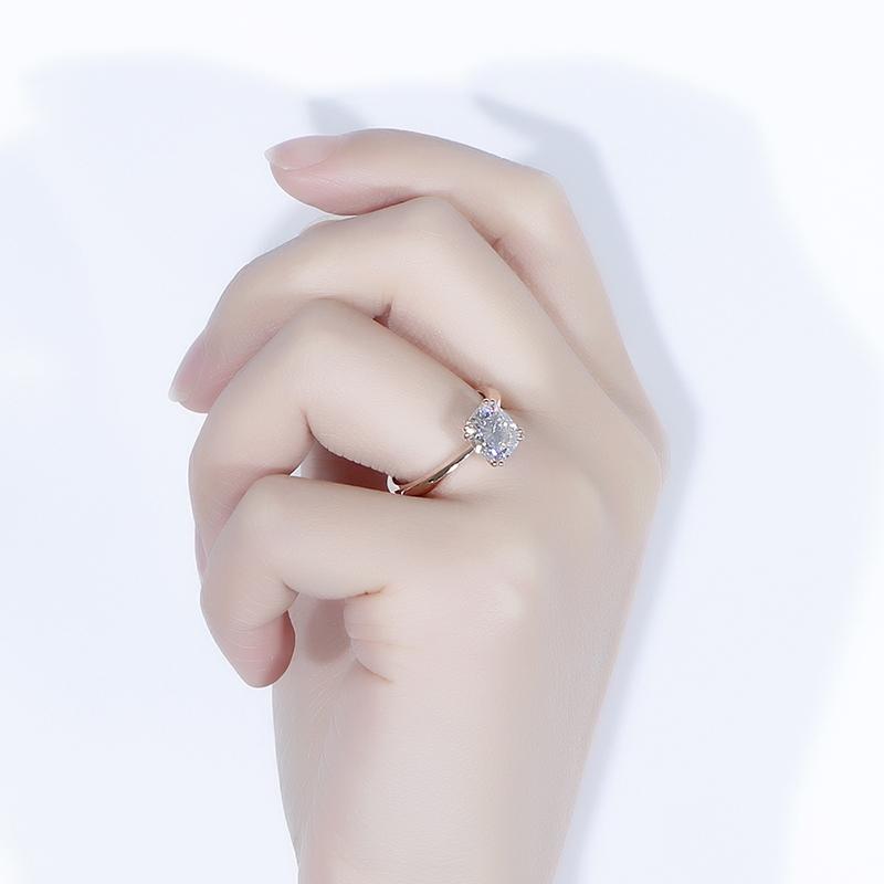 925 Sterling Silver Cushion Cut Solitaire CZ Ring