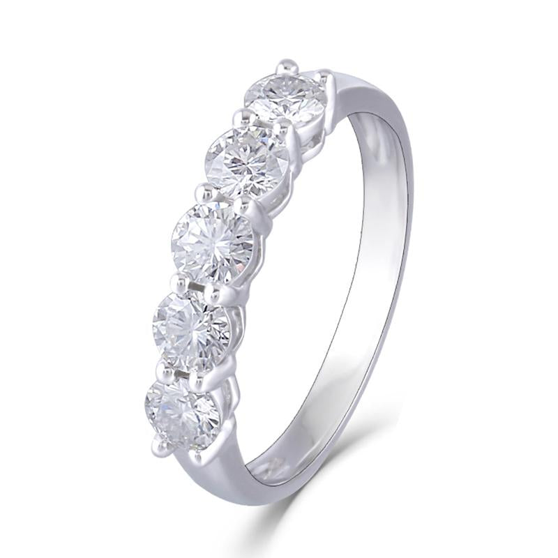 925 Sterling Silver Round Cut 5-Stone CZ Wedding Band