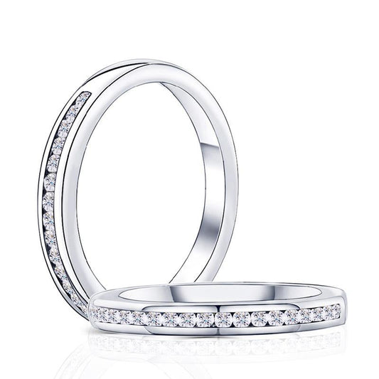 925 Sterling Silver Round Cut Channel Setting CZ Half Eternity Band