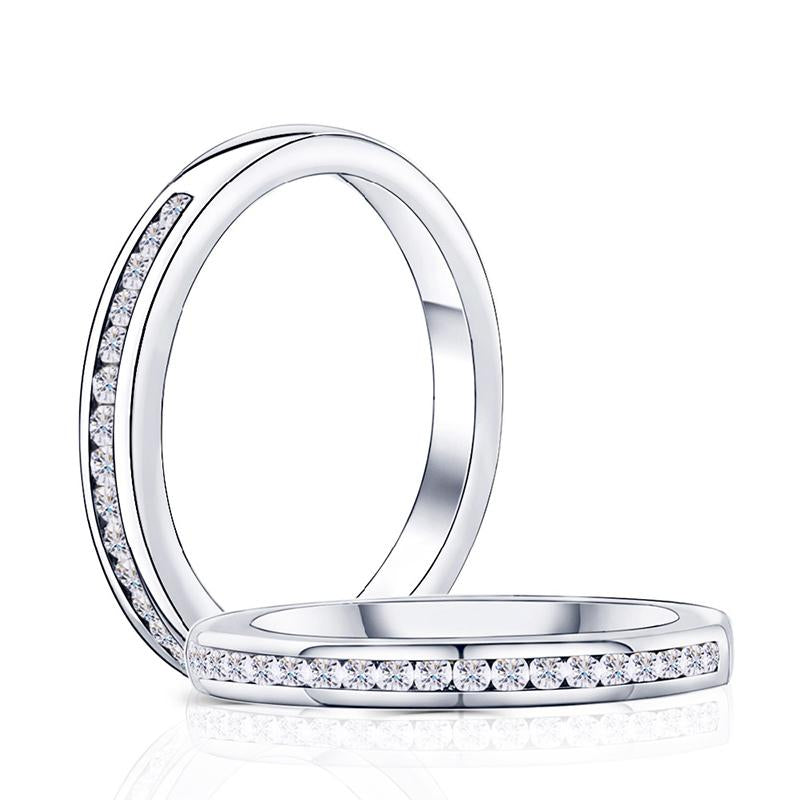 925 Sterling Silver Round Cut CZ Half Eternity Band