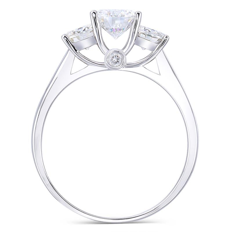 925 Sterling Silver Round Cut Three Stone CZ Engagement Ring