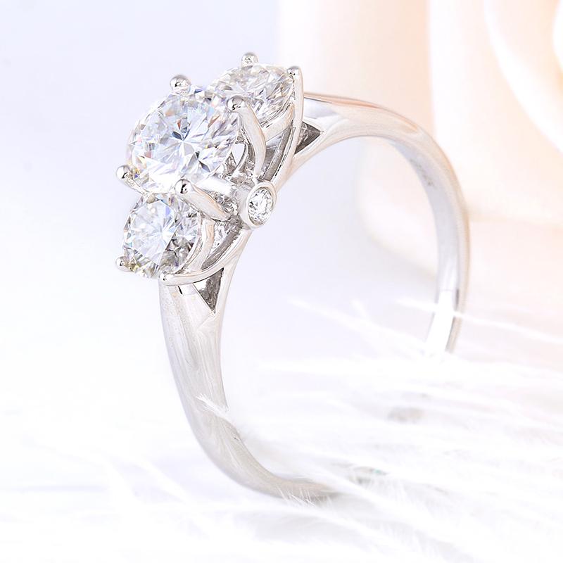 925 Sterling Silver Round Cut Three Stone CZ Engagement Ring