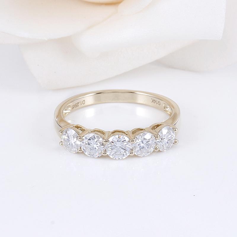 925 Sterling Silver Round Cut 5-Stone CZ Wedding Band