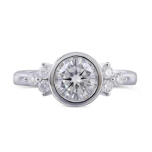 925 Sterling Silver Round Cut Cluster CZ Diamond Ring