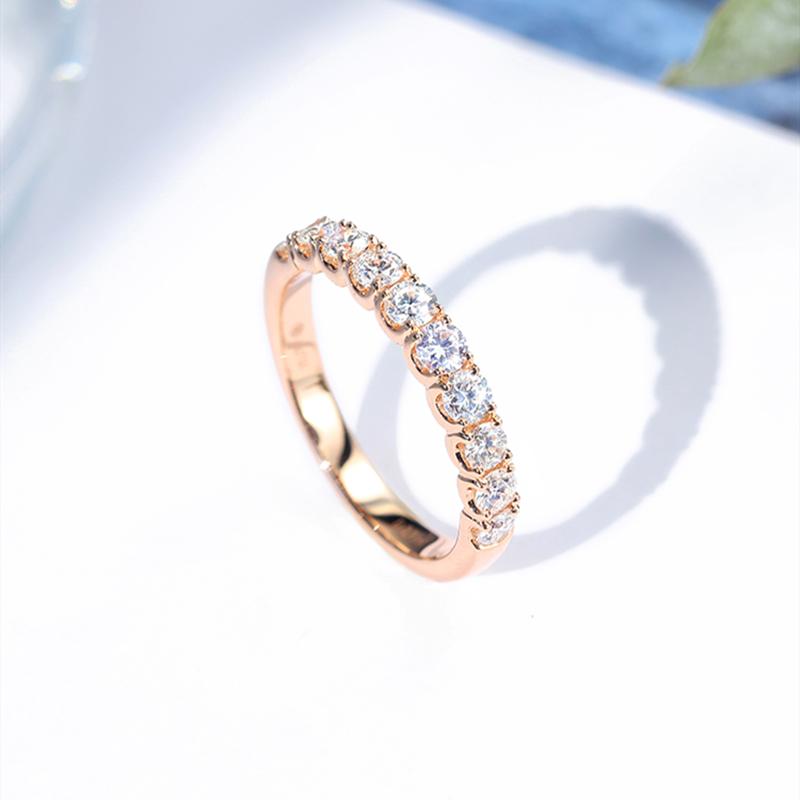 925 Sterling Silver Gold Round Cut CZ Half Eternity Band