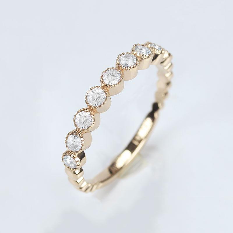 925 Sterling Silver Round Cut CZ Vintage Half Eternity Band