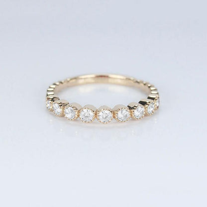 925 Sterling Silver Round Cut CZ Vintage Half Eternity Band