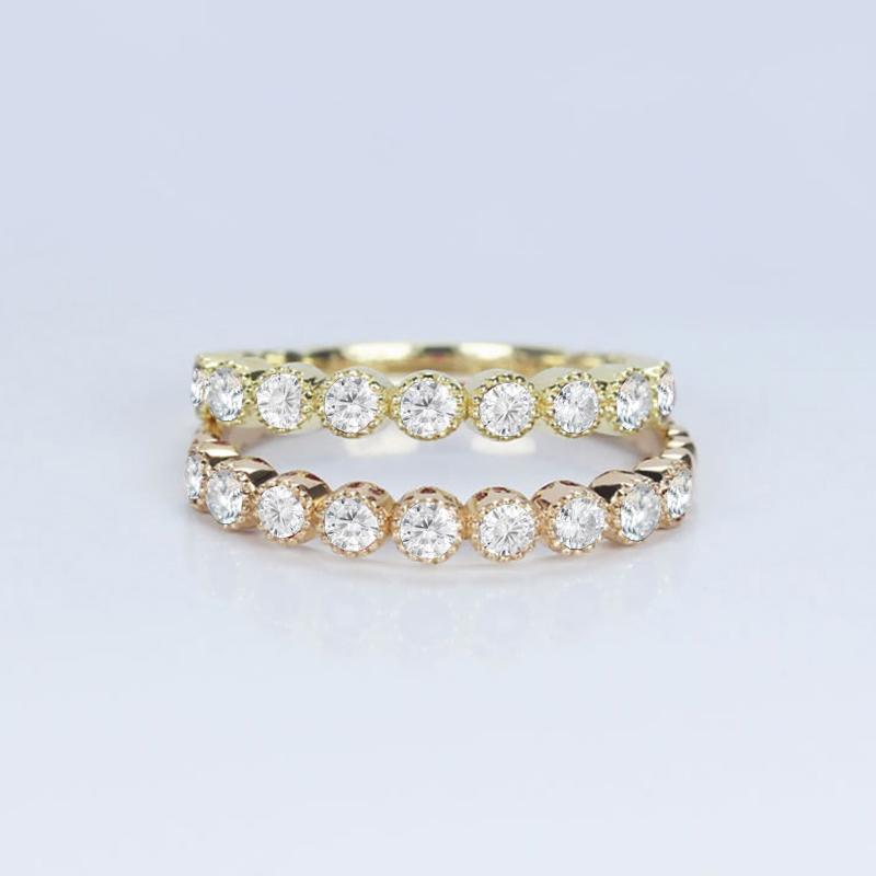 925 Sterling Silver Round Cut CZ Vintage Half Eternity Band