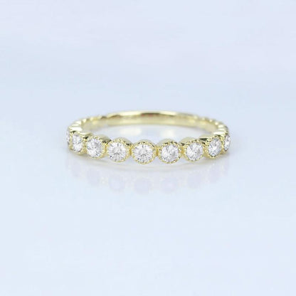 925 Sterling Silver Round Cut CZ Vintage Half Eternity Band