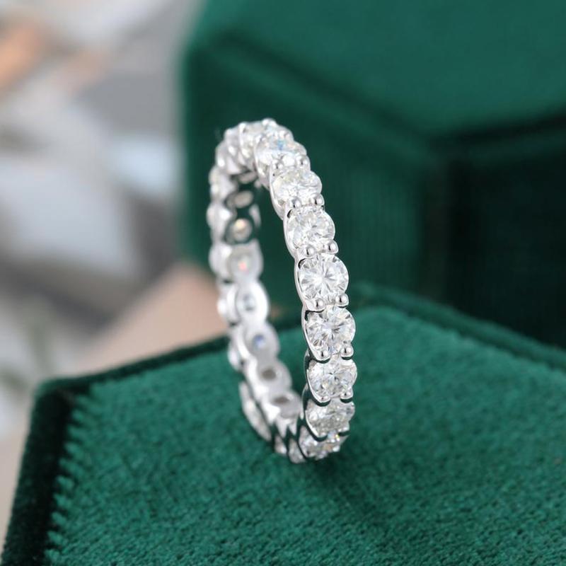 925 Sterling Silver Round Cut CZ Full Eternity Wedding Band