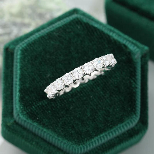 925 Sterling Silver Round Cut CZ Full Eternity Wedding Band