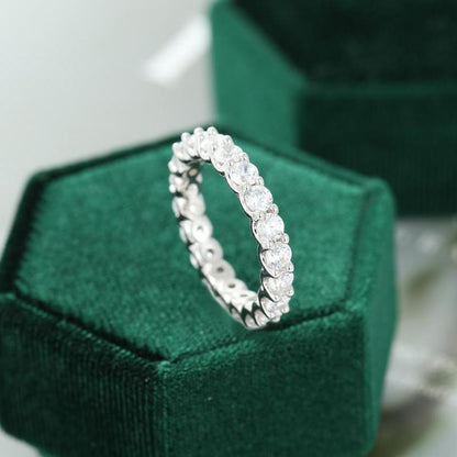 925 Sterling Silver Round Cut CZ Full Eternity Band