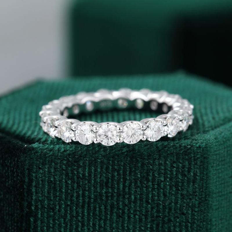 925 Sterling Silver Round Cut CZ Full Eternity Wedding Band