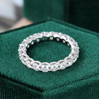 925 Sterling Silver Round Cut CZ Full Eternity Wedding Band