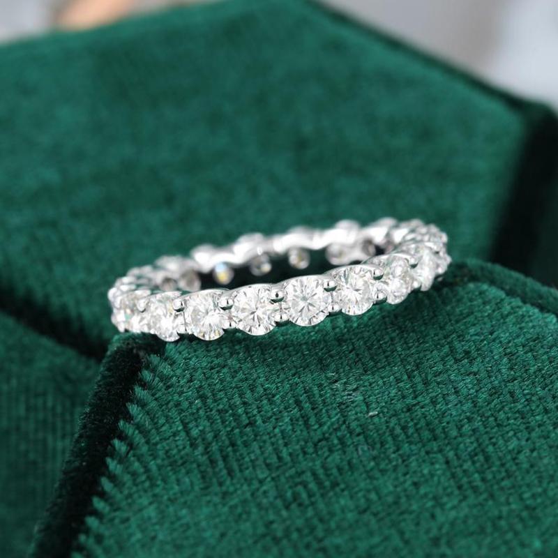 925 Sterling Silver Round Cut CZ Full Eternity Wedding Band