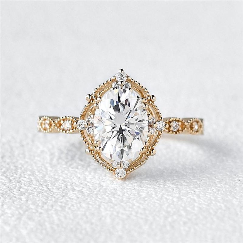 925 Sterling Silver Oval Cut CZ Vintage Ring