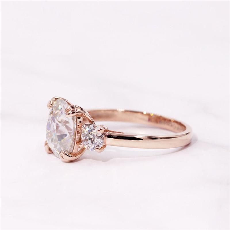 925 Sterling Silver Cushion Cut Three Stone CZ Ring