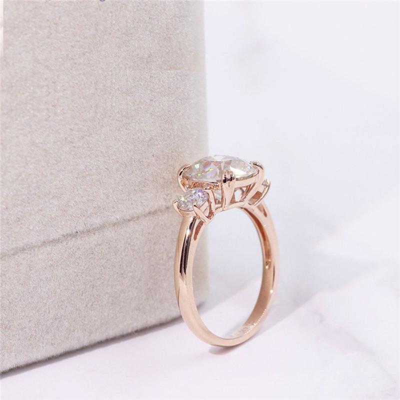 925 Sterling Silver Cushion Cut Three Stone CZ Ring