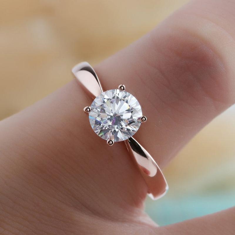 925 Sterling Silver Round Cut Solitaire CZ Ring