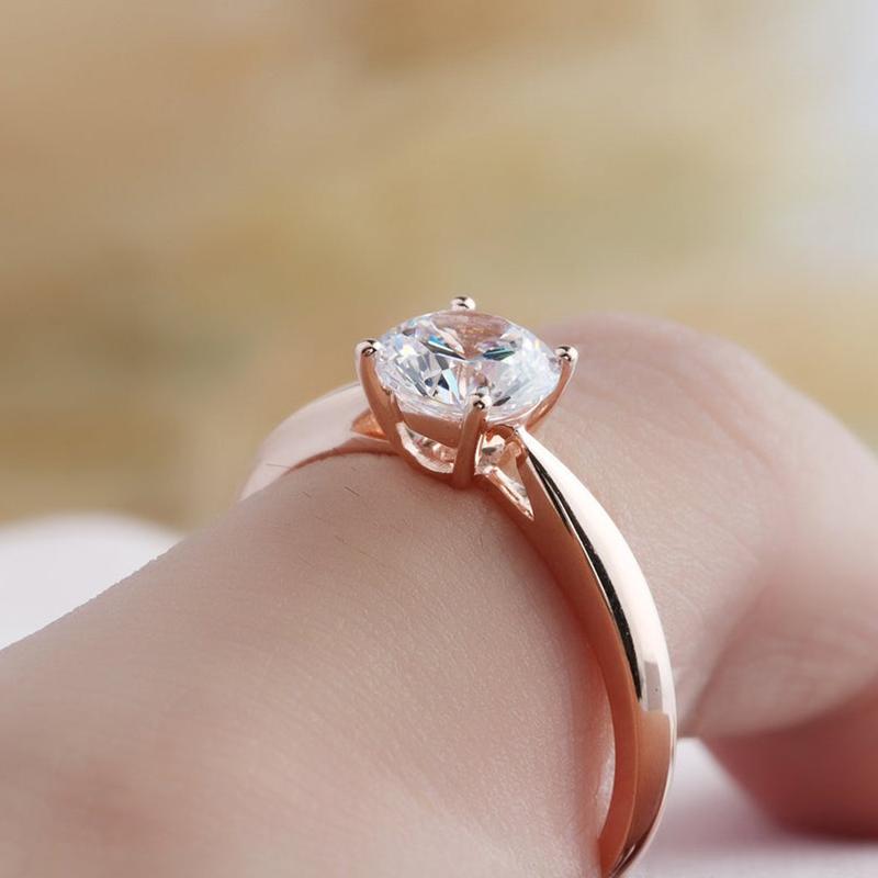 925 Sterling Silver Round Cut Solitaire CZ Ring