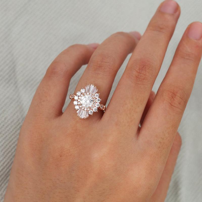 925 Sterling Silver Round Cut Cluster CZ Ring