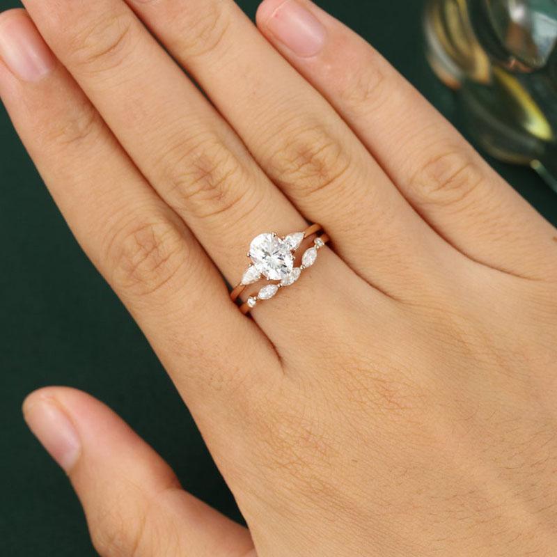 925 Sterling Silver Oval Cut CZ Bridal Set