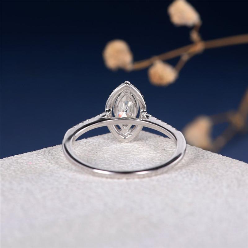 925 Sterling Silver Marquise Cut Halo CZ Ring