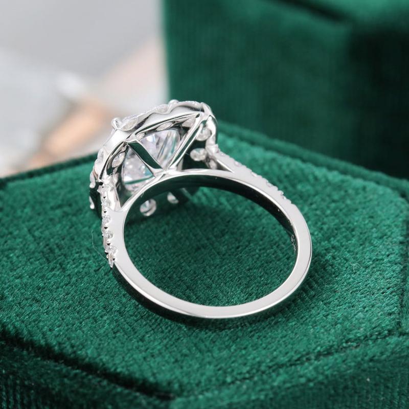 925 Silver Sterling Cushion Cut Halo CZ Diamond Ring