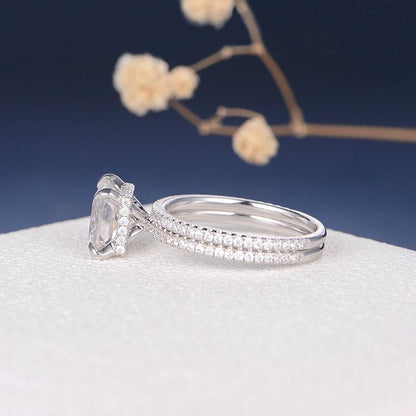 925 Sterling Silver Princess Cut Pave CZ Bridal Set