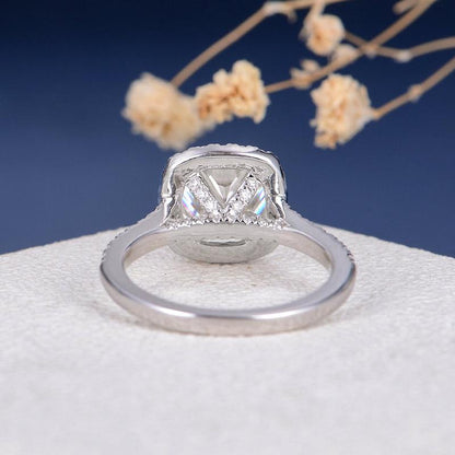 925 Sterling Silver Cushion Cut CZ Halo Ring