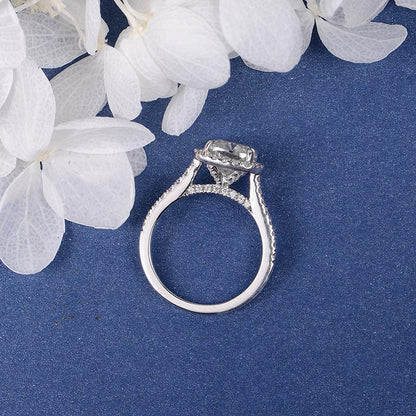 925 Sterling Silver Cushion Cut CZ Halo Ring