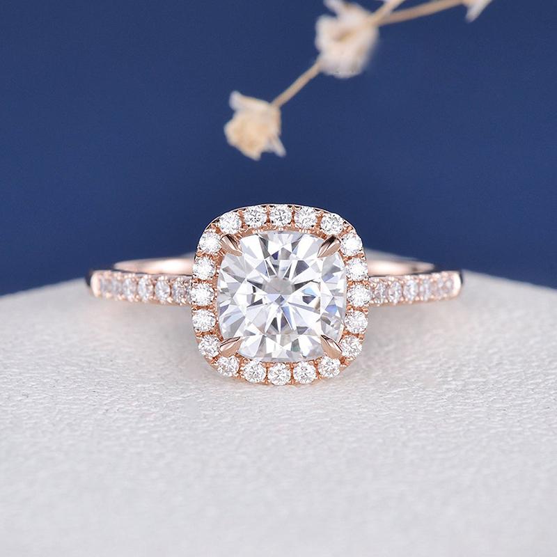 925 Sterling Silver Cushion Cut CZ Halo Ring